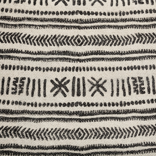 Homeroots 16" Gray And White And Black Upholstered Cotton Blend Bench  Solid Wood 376182