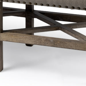 Homeroots 19" Beige And Brown Upholstered Cotton Blend Bench  Solid Wood 376184