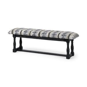 Homeroots 15" Off White And Black Upholstered Faux Leather Bench  Manufactured Wood 376194