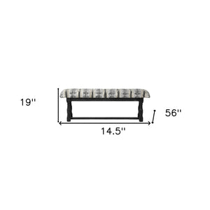 Homeroots 15" Off White And Black Upholstered Faux Leather Bench  Manufactured Wood 376194
