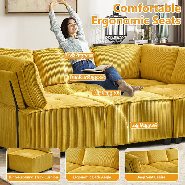 English Elm United We Win U-Shaped Modular Sectional Sofa With Reversible Chaise - Plush Comfort & Style! W1568S00153-GIGA