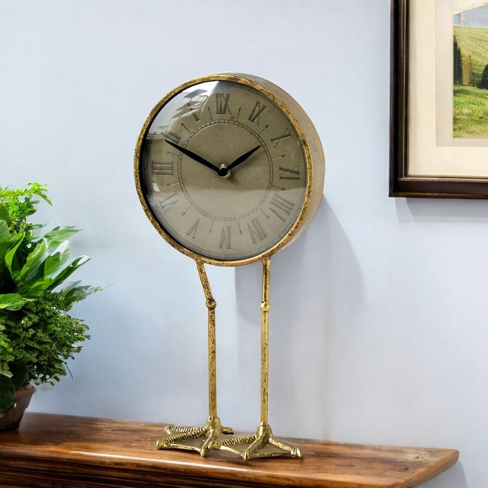 Homeroots 15" Gold Crystal Table Clock  Crystal 376222