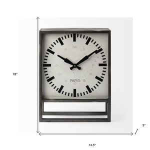 Homeroots 18" Gray Polyresin Table Clock  Polyresin 376224