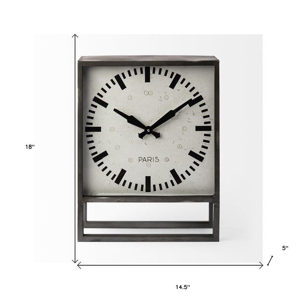 Homeroots 18" Gray Polyresin Table Clock  Polyresin 376224