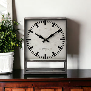 Homeroots 18" Gray Polyresin Table Clock  Polyresin 376224