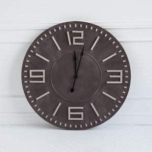 Homeroots 42'oversize Round  Industrial Stylewall Clock With  Bold Block Numbers And Black Hands  Metal 376229