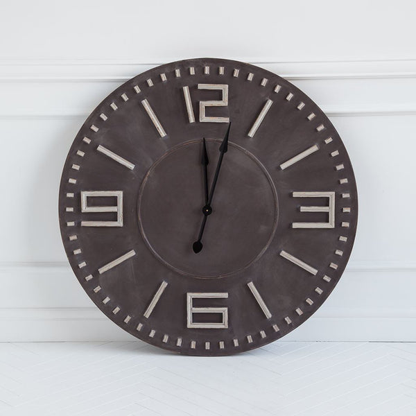 Homeroots 42'oversize Round  Industrial Stylewall Clock With  Bold Block Numbers And Black Hands  Metal 376229