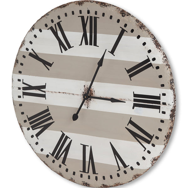 Homeroots 3" Circle Gray And White Wood Analog Wall Clock  Metal 376230