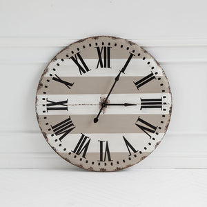 Homeroots 3" Circle Gray And White Wood Analog Wall Clock  Metal 376230