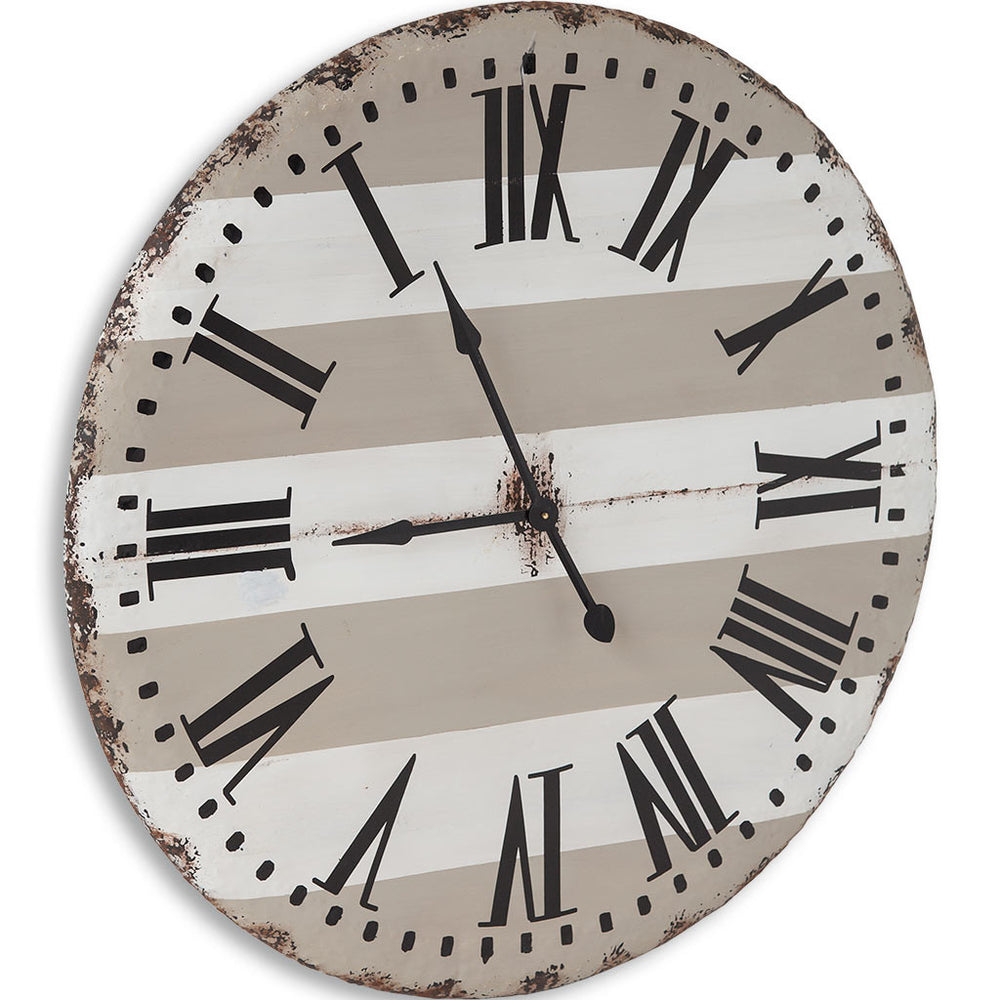 Homeroots 3" Circle Gray And White Wood Analog Wall Clock  Metal 376230