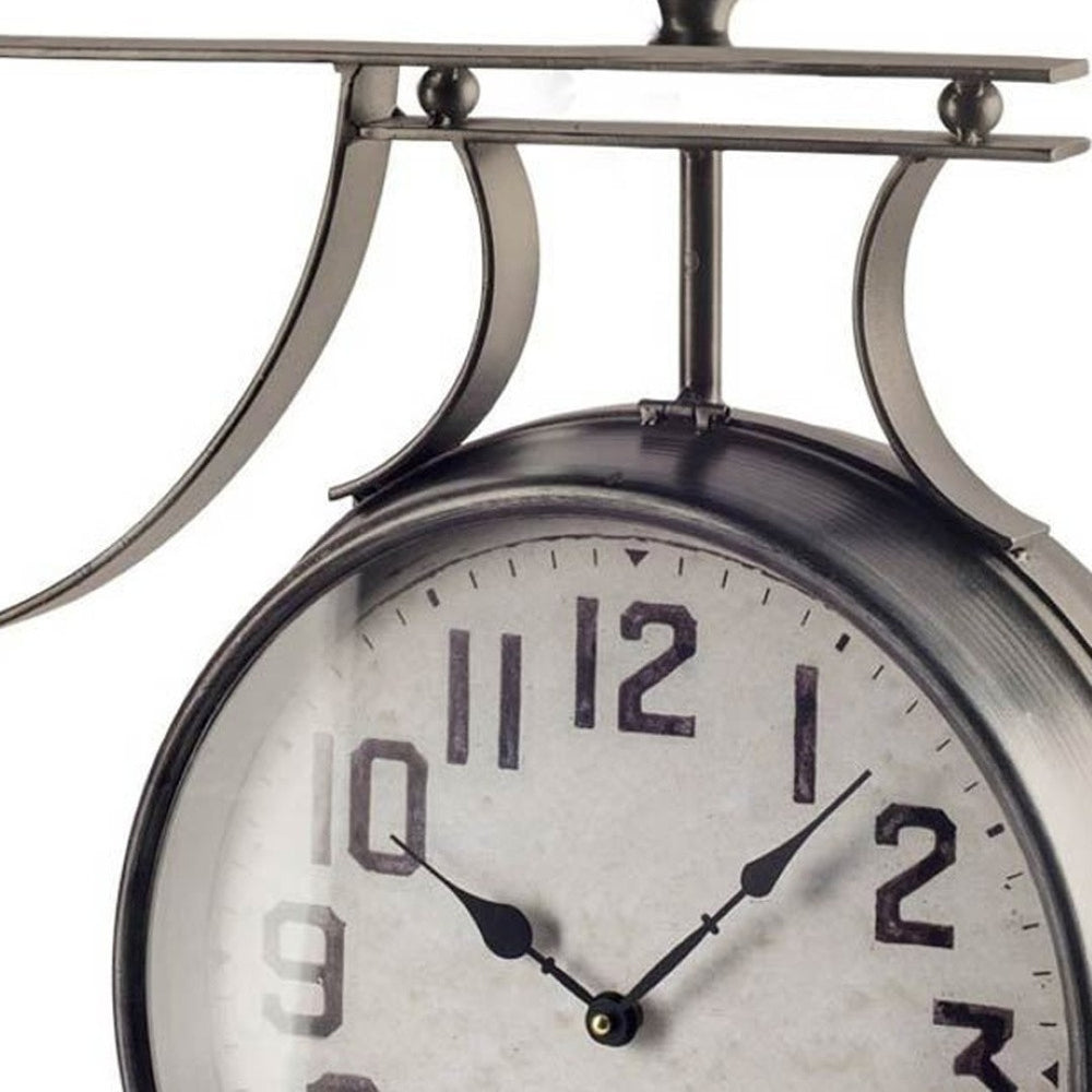HomeRoots 5" Circle Black Glass Analog Wall Clock - Double-Sided, Modern Industrial Design for Easy Viewing 376231