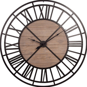 Homeroots 3" Circle Black Metal Skeleton Wall Clock  Metal 376233