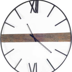 Homeroots 2" Circle Black Metal Skeleton Wall Clock  Metal 376237