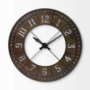 Homeroots 57" Round Industrial Brown Wall Clock  Metal 376238