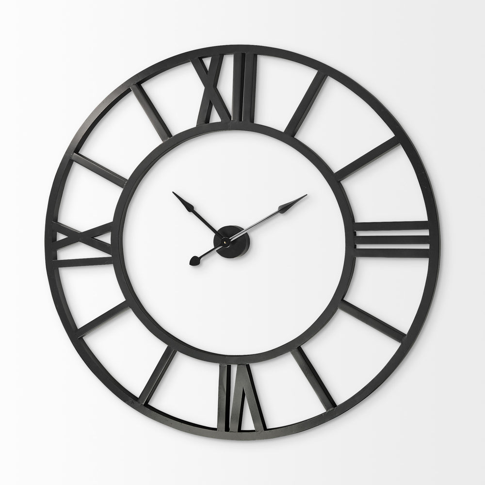 Homeroots 54" Round Xl Industrial Style Wall Clock With Open Face Desing  Metal 376239