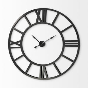 Homeroots 54" Round Xl Industrial Style Wall Clock With Open Face Desing  Metal 376239