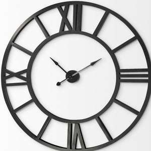 Homeroots 54" Round Xl Industrial Style Wall Clock With Open Face Desing  Metal 376239
