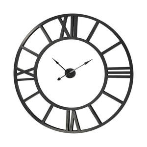 HomeRoots 54" Round XL Industrial Style Wall Clock - Oversized Open-Face Design with Roman Numerals 376239
