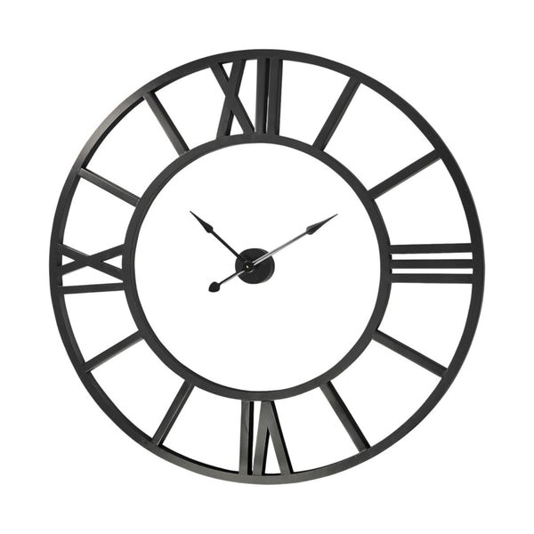 HomeRoots 54" Round XL Industrial Style Wall Clock - Oversized Open-Face Design with Roman Numerals 376239