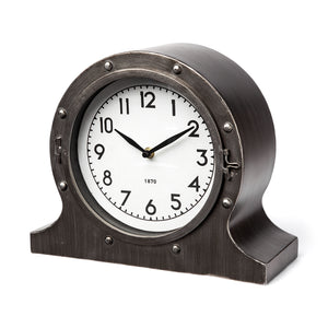 Homeroots 10" Gunmetal Metal Table Clock  Metal 376240