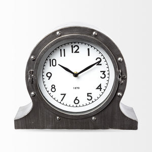 Homeroots 10" Gunmetal Metal Table Clock  Metal 376240