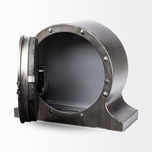 Homeroots 10" Gunmetal Metal Table Clock  Metal 376240