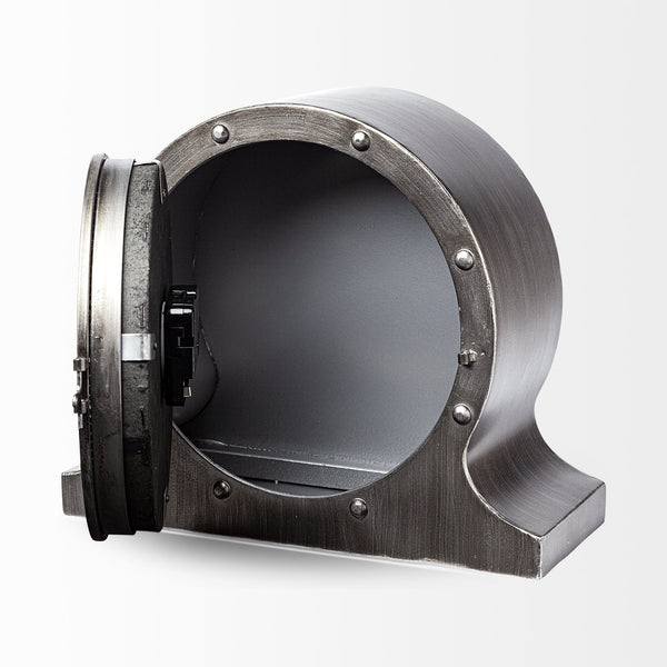 Homeroots 10" Gunmetal Metal Table Clock  Metal 376240