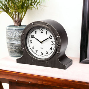Homeroots 10" Gunmetal Metal Table Clock  Metal 376240