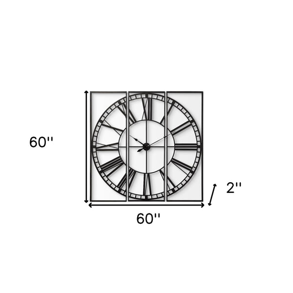 Homeroots 60" Round And Square Industrial Style Wall Clock  Metal 376245