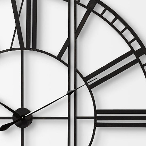 Homeroots 60" Round And Square Industrial Style Wall Clock  Metal 376245