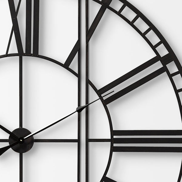 Homeroots 60" Round And Square Industrial Style Wall Clock  Metal 376245