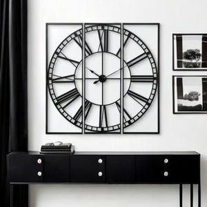 Homeroots 60" Round And Square Industrial Style Wall Clock  Metal 376245