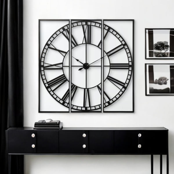Homeroots 60" Round And Square Industrial Style Wall Clock  Metal 376245