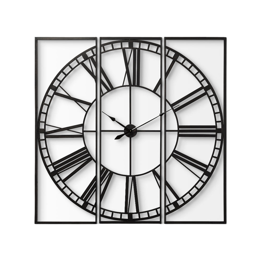 Homeroots 60" Round And Square Industrial Style Wall Clock  Metal 376245