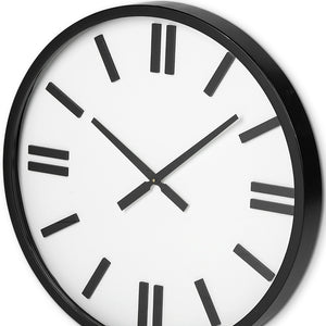 Homeroots 24" Round Large Modern Wall Clock With White Face And Non-numarical Number  Metal 376248