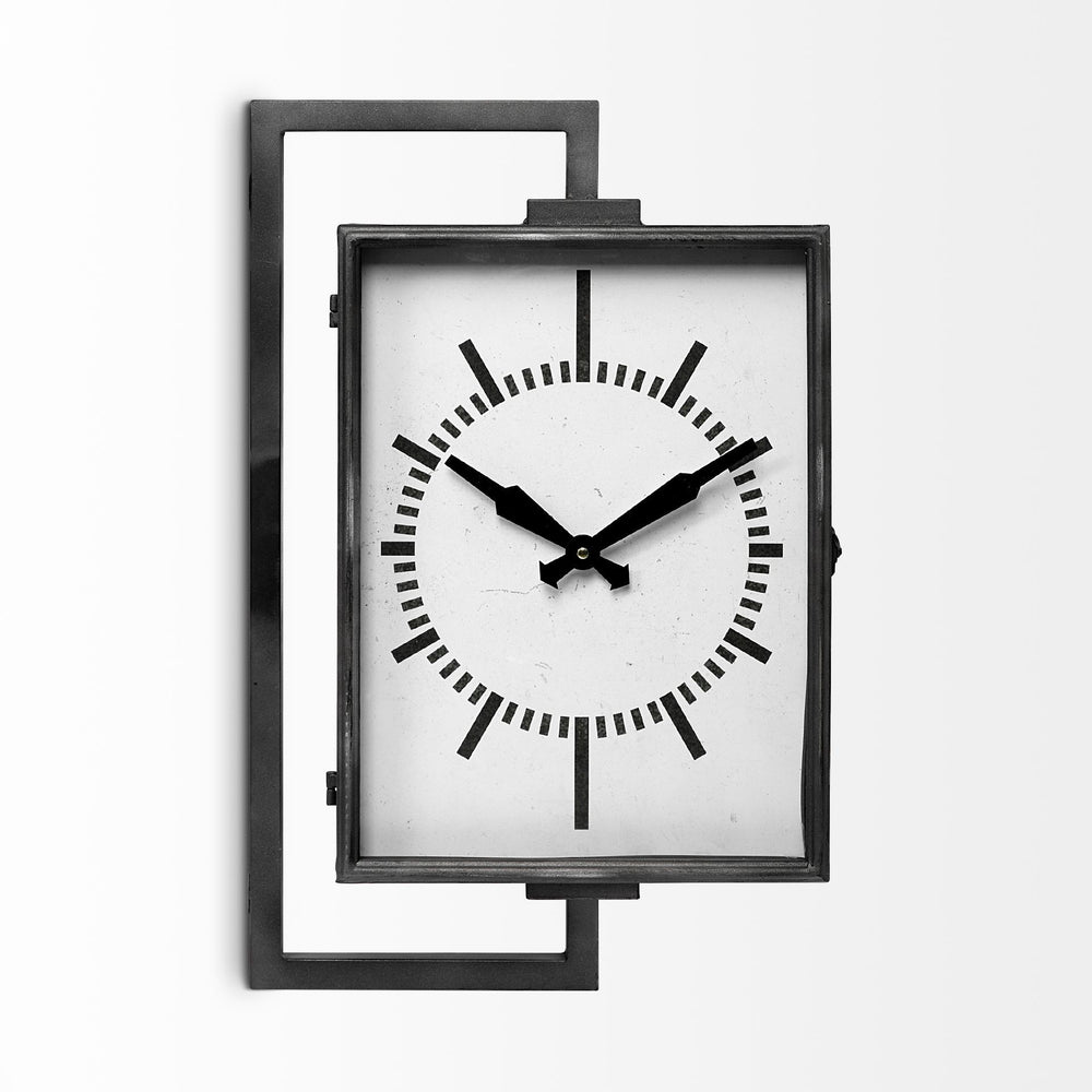 Homeroots Rectangular Large Black Industrial Style Wall Clock  Metal 376249