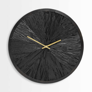 Homeroots 16.5" Round Large Black Modern Wall Clock  Wood 376251