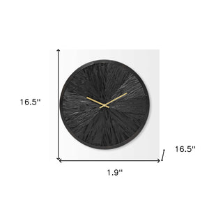 Homeroots 16.5" Round Large Black Modern Wall Clock  Wood 376251