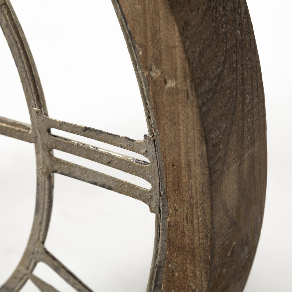 Homeroots 19" Whitewash Brown Round Modern Farm Wall Clock  Wood 376254