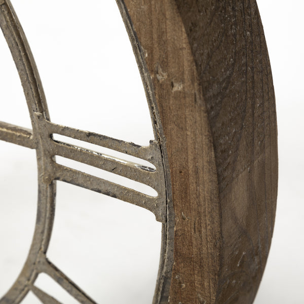 Homeroots 19" Whitewash Brown Round Modern Farm Wall Clock  Wood 376254