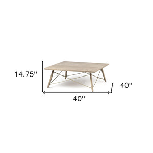 Homeroots 40" Brown And Black Solid Wood And Metal Square Coffee Table   376271