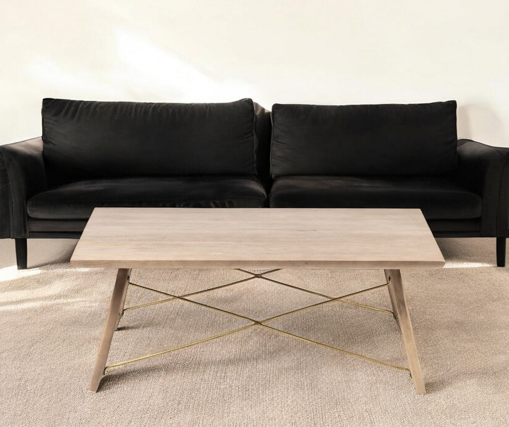 Homeroots 40" Brown And Black Solid Wood And Metal Square Coffee Table   376271