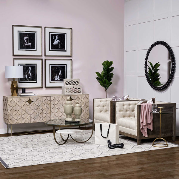 Homeroots 36" Gold And Brown Round Coffee Table   376276