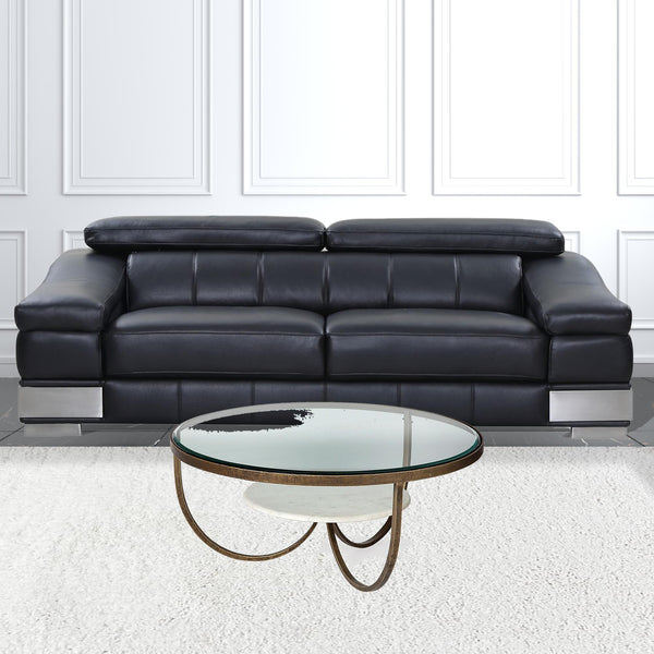 Homeroots 36" Gold And Brown Round Coffee Table   376276