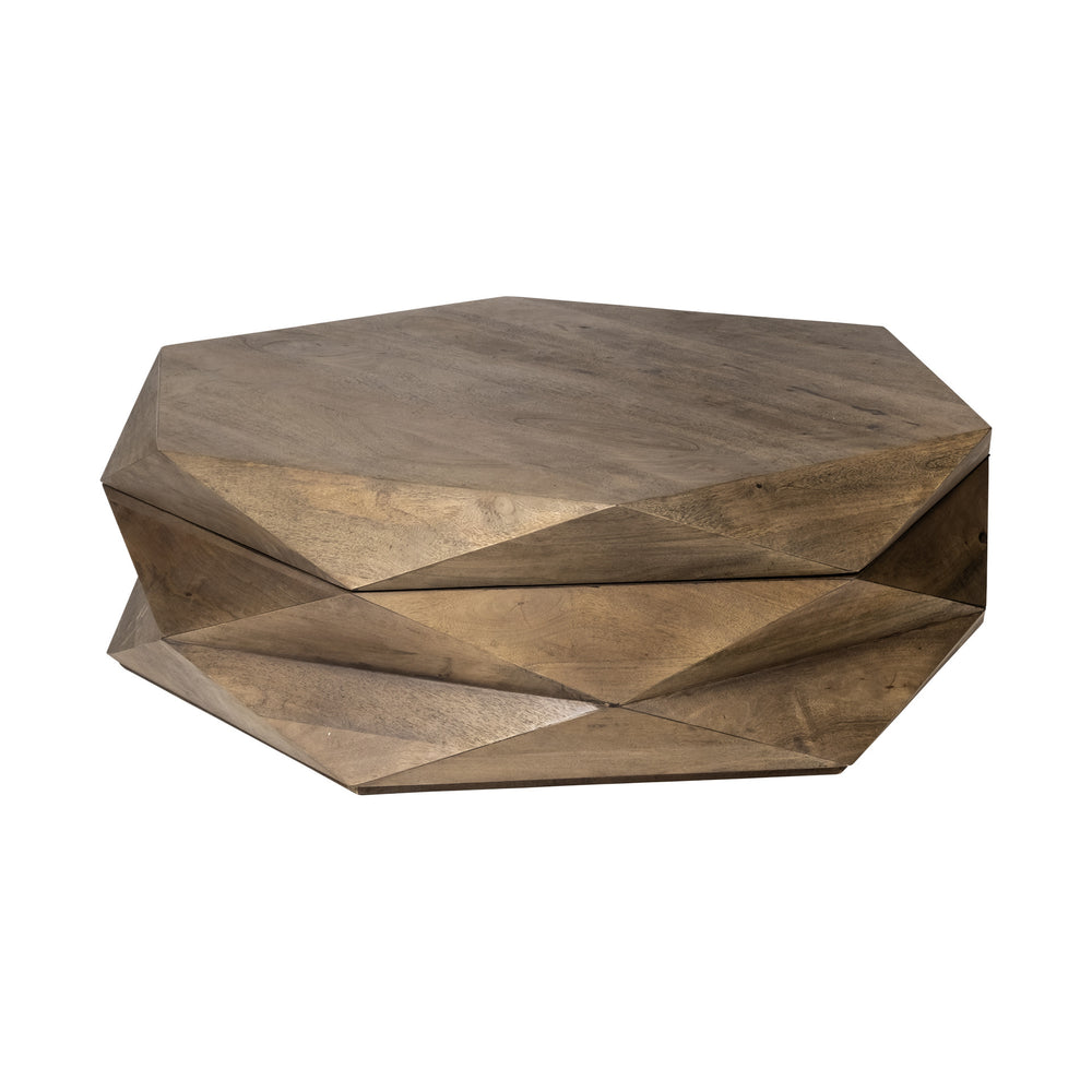 Homeroots 48" Brown Solid And Manufactured Wood Hexagon Coffee Table   376278
