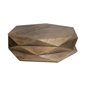 Homeroots 48" Brown Solid And Manufactured Wood Hexagon Coffee Table   376278