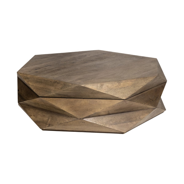 Homeroots 48" Brown Solid And Manufactured Wood Hexagon Coffee Table   376278