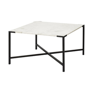 Homeroots 30" Brown And Black Solid And Manufactured Wood And Metal Square Coffee Table   376279