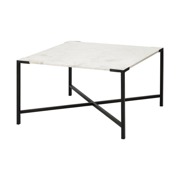 Homeroots 30" Brown And Black Solid And Manufactured Wood And Metal Square Coffee Table   376279