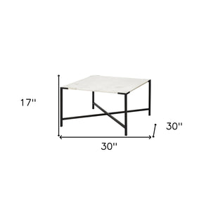Homeroots 30" Brown And Black Solid And Manufactured Wood And Metal Square Coffee Table   376279